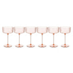 Blush Pink Ribbed Coupe Glass Set