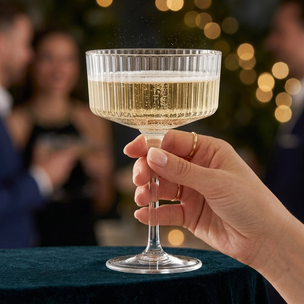 Clear Ribbed Coupe Glass Set