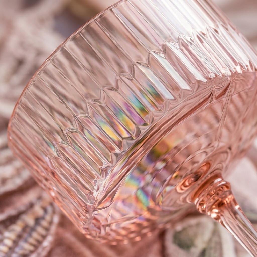 Blush Pink Ribbed Coupe Glass Set