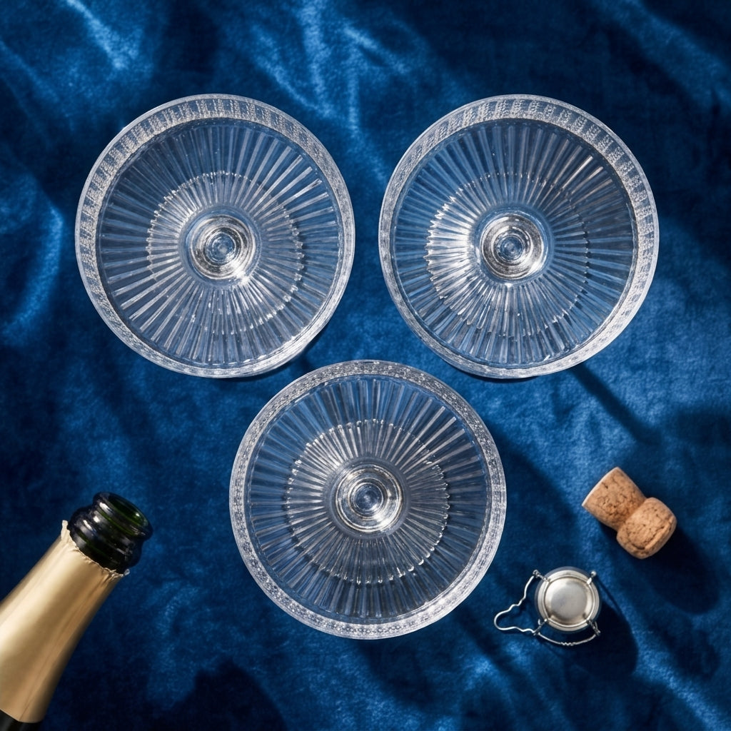 Clear Ribbed Coupe Glass Set