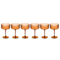 Warm Amber Ribbed Coupe Glass Set
