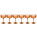 Warm Amber Ribbed Coupe Glass Set