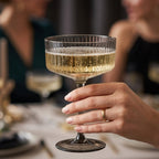 Smoke Gray Ribbed Coupe Glass Set