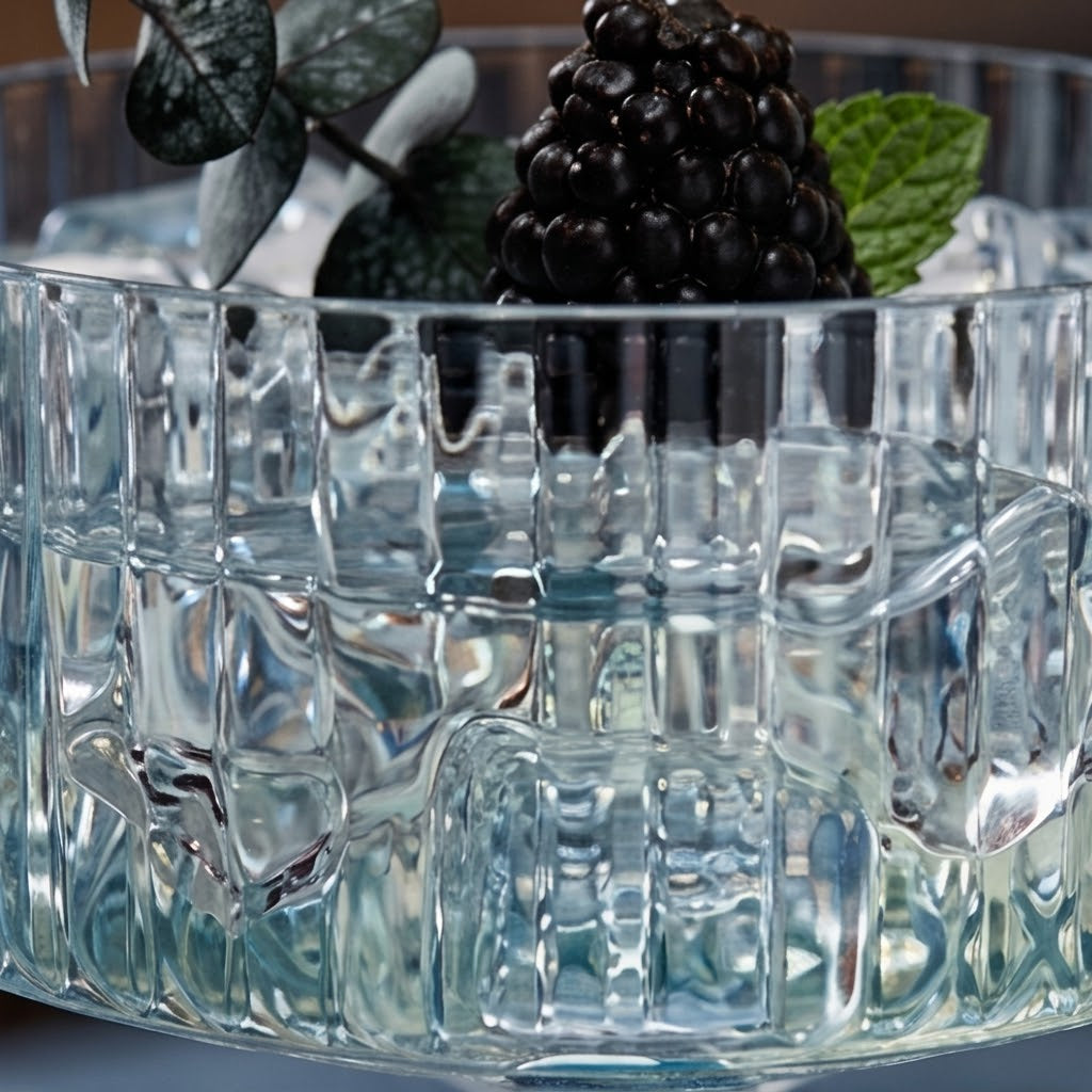 Blue Ribbed Coupe Glass Set