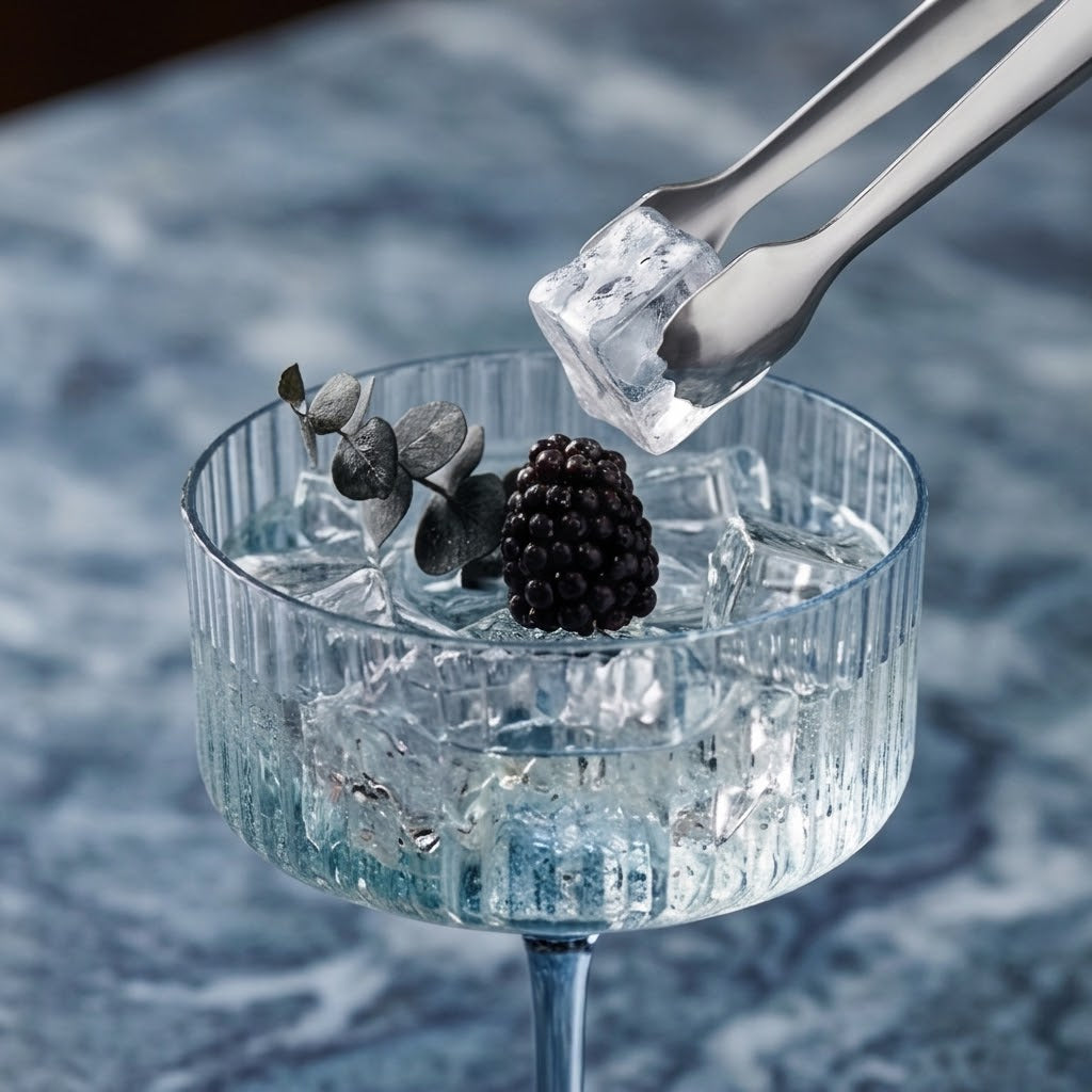 Blue Ribbed Coupe Glass Set