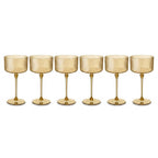 Amber Gold Ribbed Coupe Glass Set