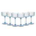 Blue Ribbed Coupe Glass Set