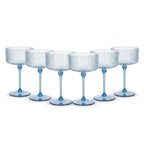 Blue Ribbed Coupe Glass Set