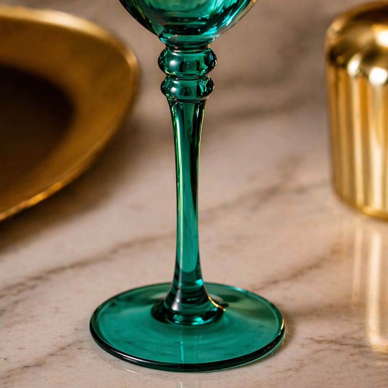 Emerald Green & Ruby Red Ribbed Champagne Flute Set