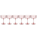 Soft Pink Ribbed Coupe Glass Set