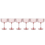 Soft Pink Ribbed Coupe Glass Set