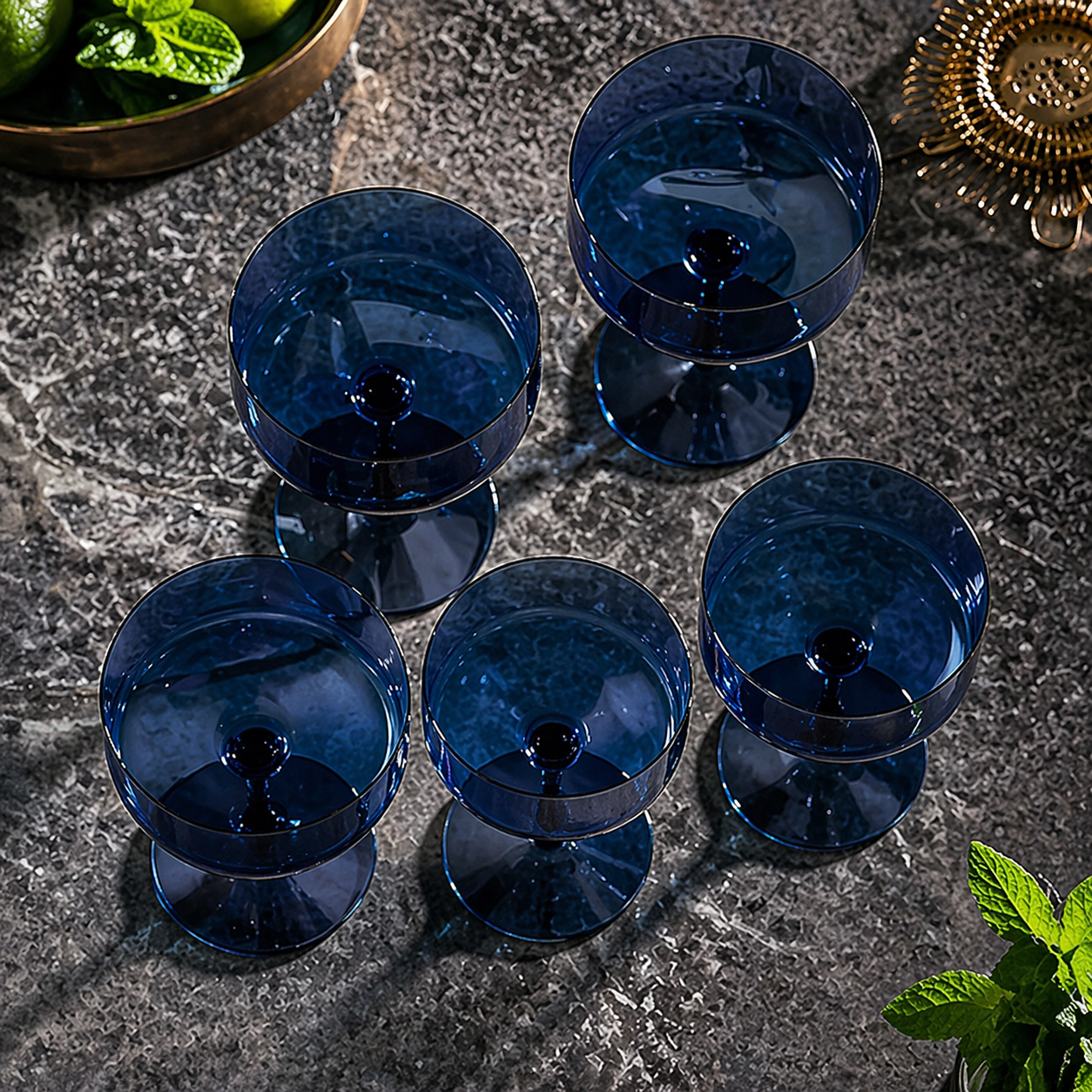 Midnight Blue Coupe Glass Set