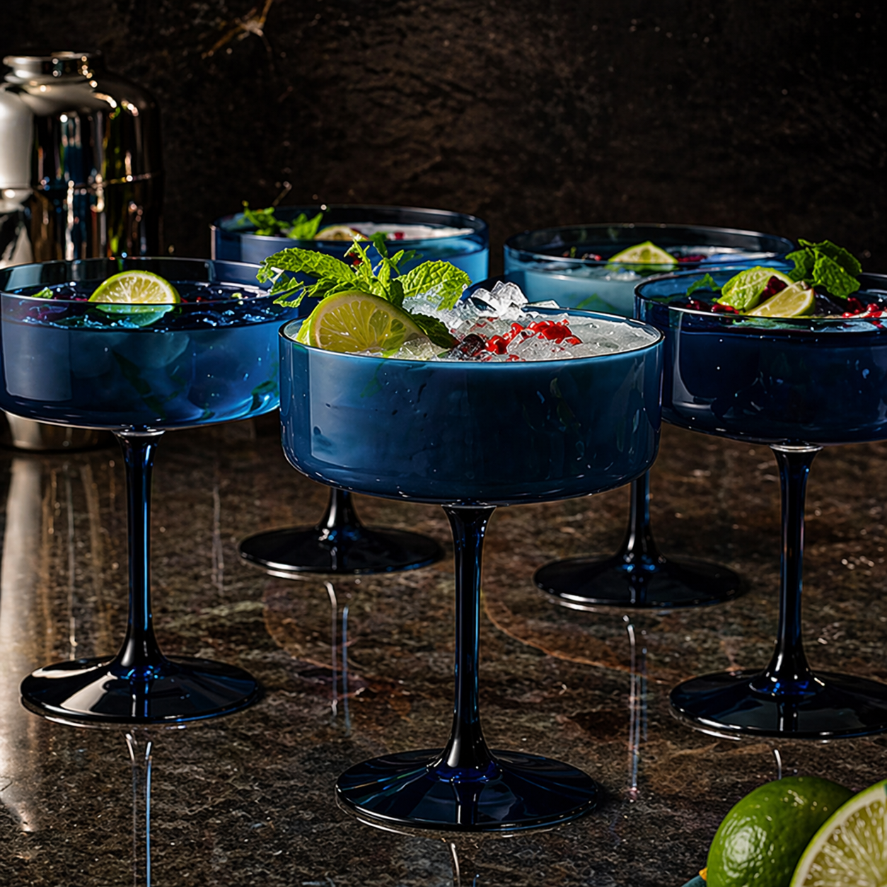 Midnight Blue Coupe Glass Set