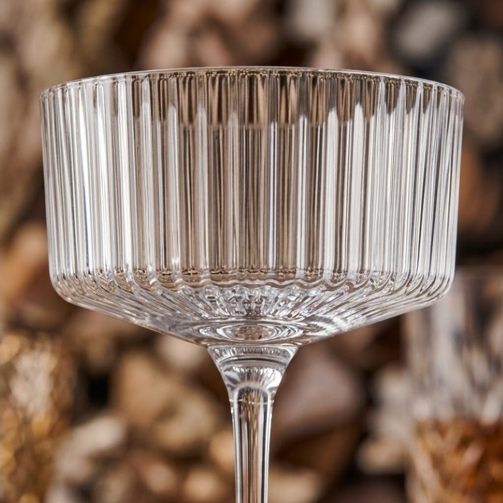 Clear Ribbed Coupe Glass Set