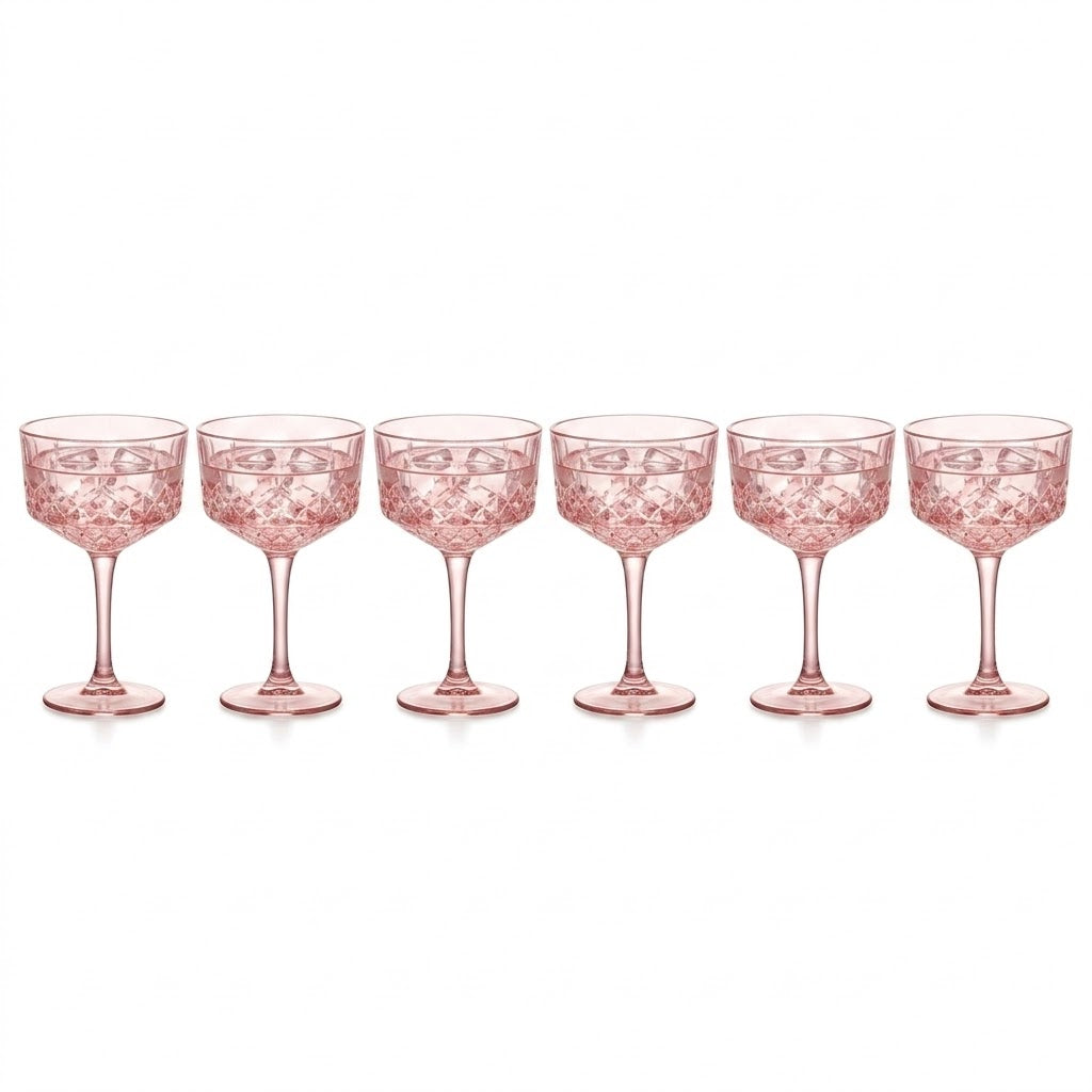 Rose Pink Vintage Coupe Glass Set