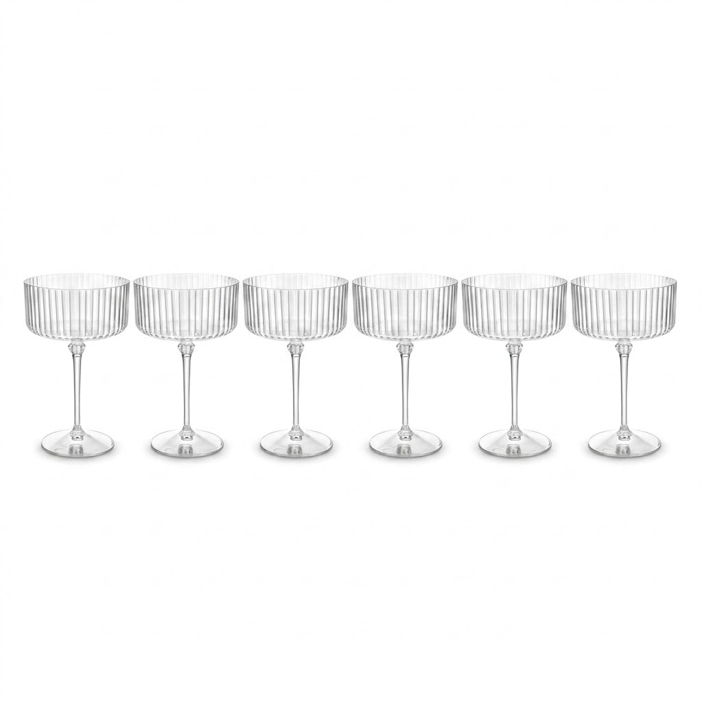 Clear Ribbed Coupe Glass Set