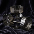 Smoke Gray Ribbed Coupe Glass Set