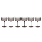 Smoke Gray Ribbed Coupe Glass Set